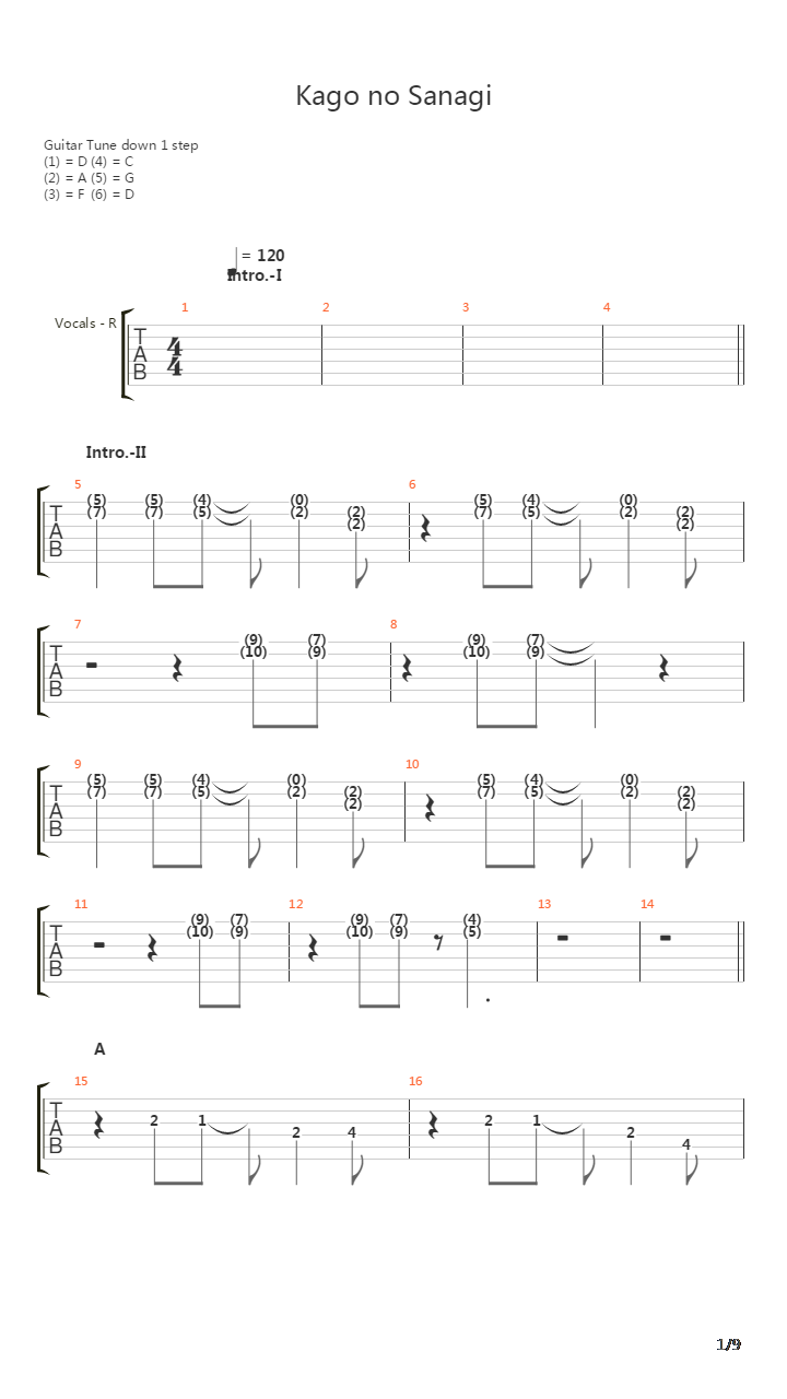 Kago No Sanagi吉他谱