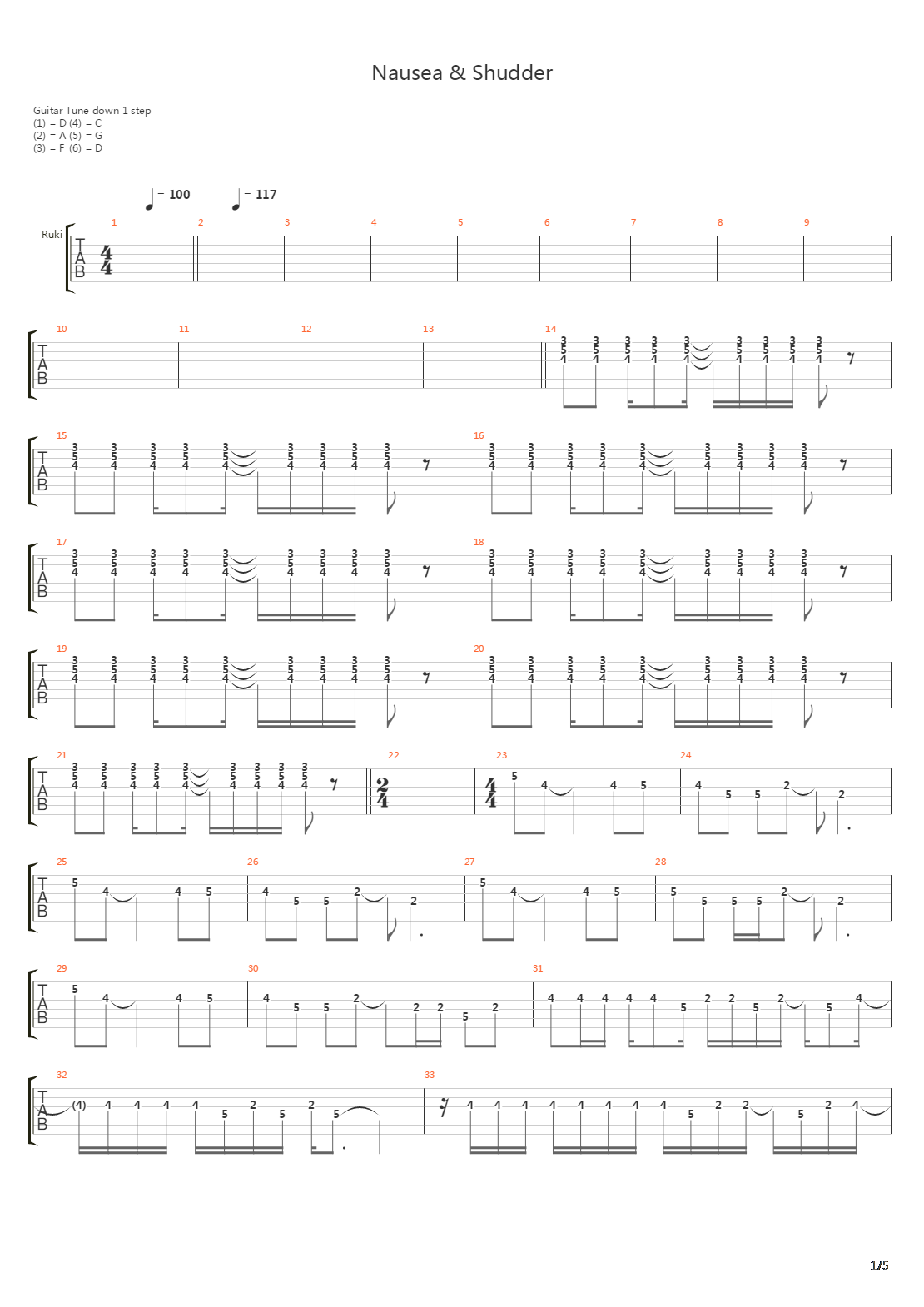 Nausea And Shudder吉他谱