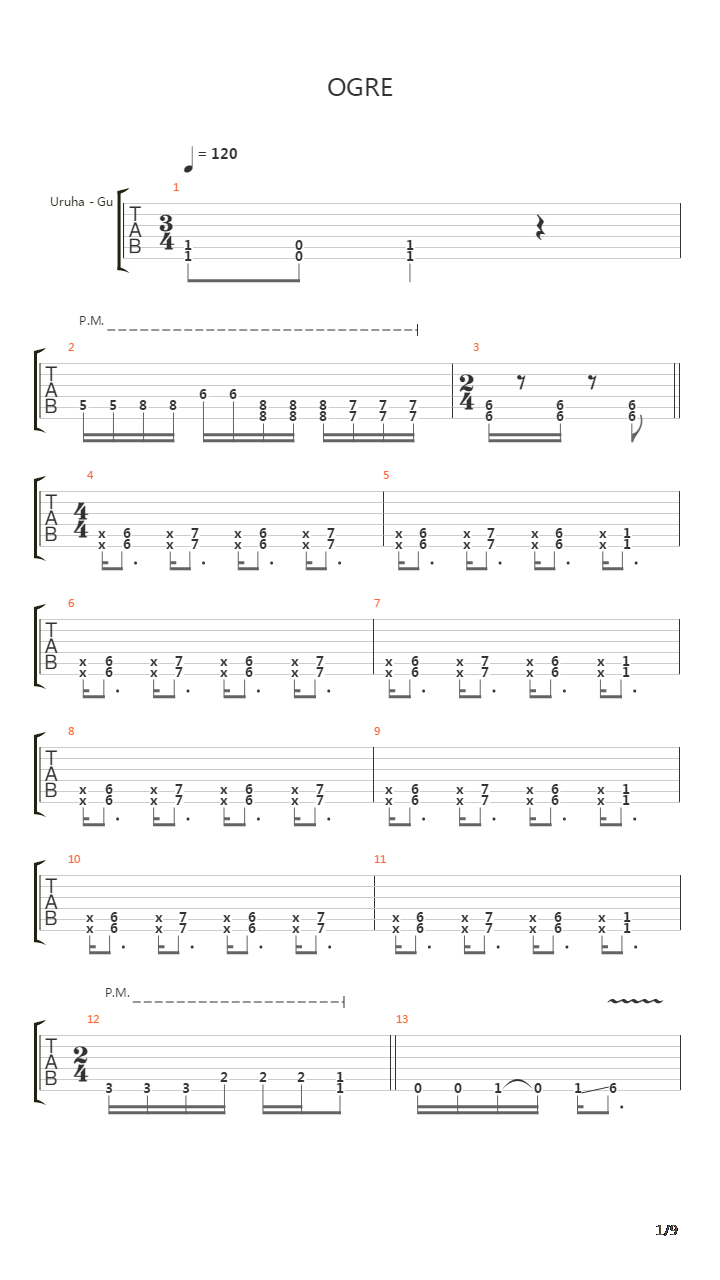 Ogre吉他谱