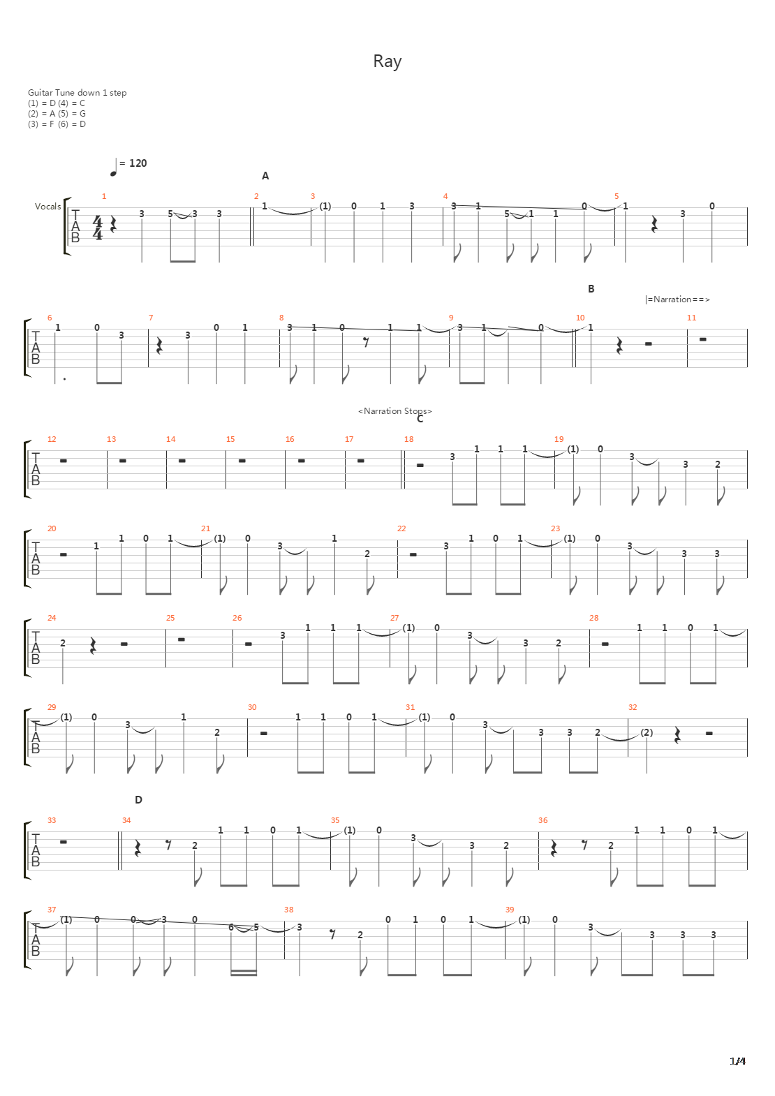 Ray吉他谱