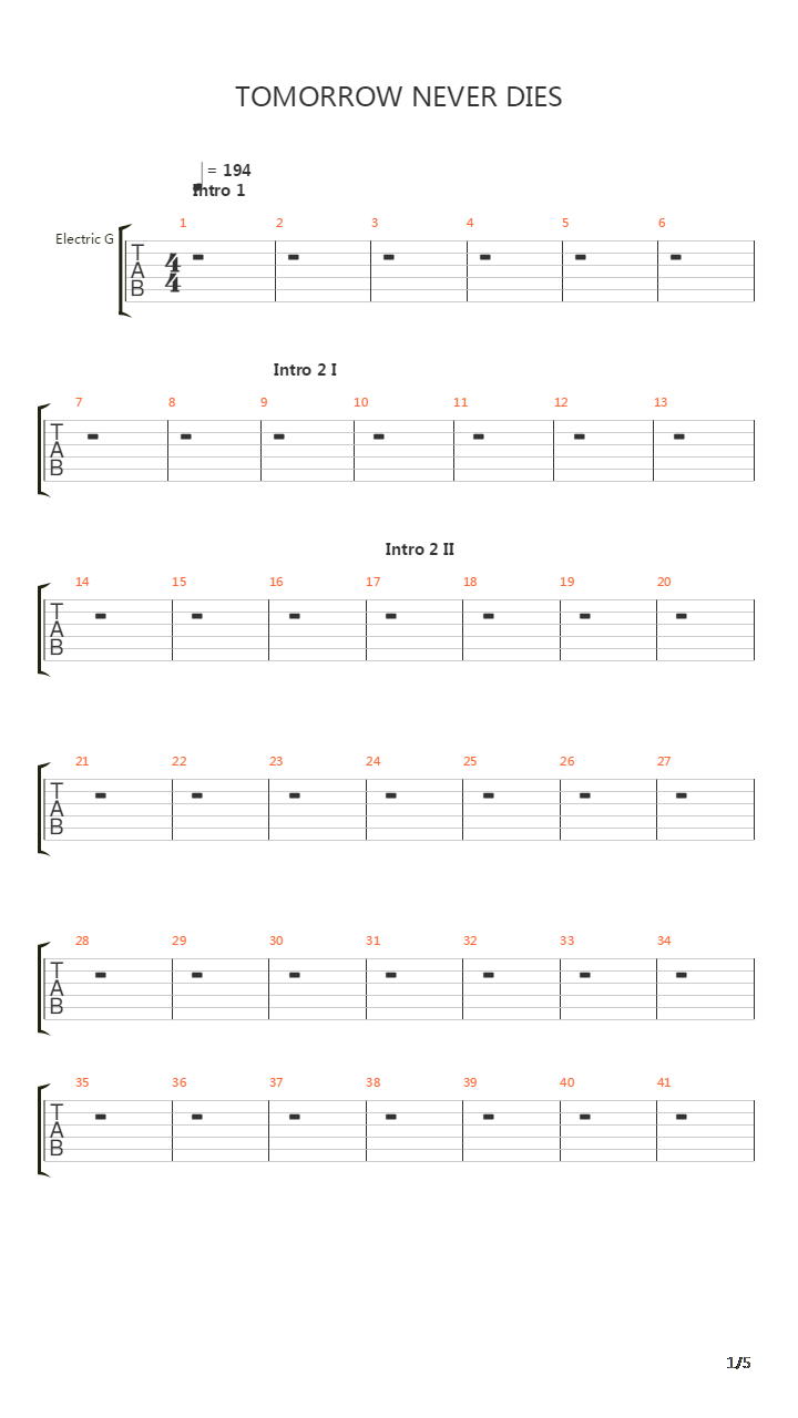 Tomorrow Never Dies吉他谱