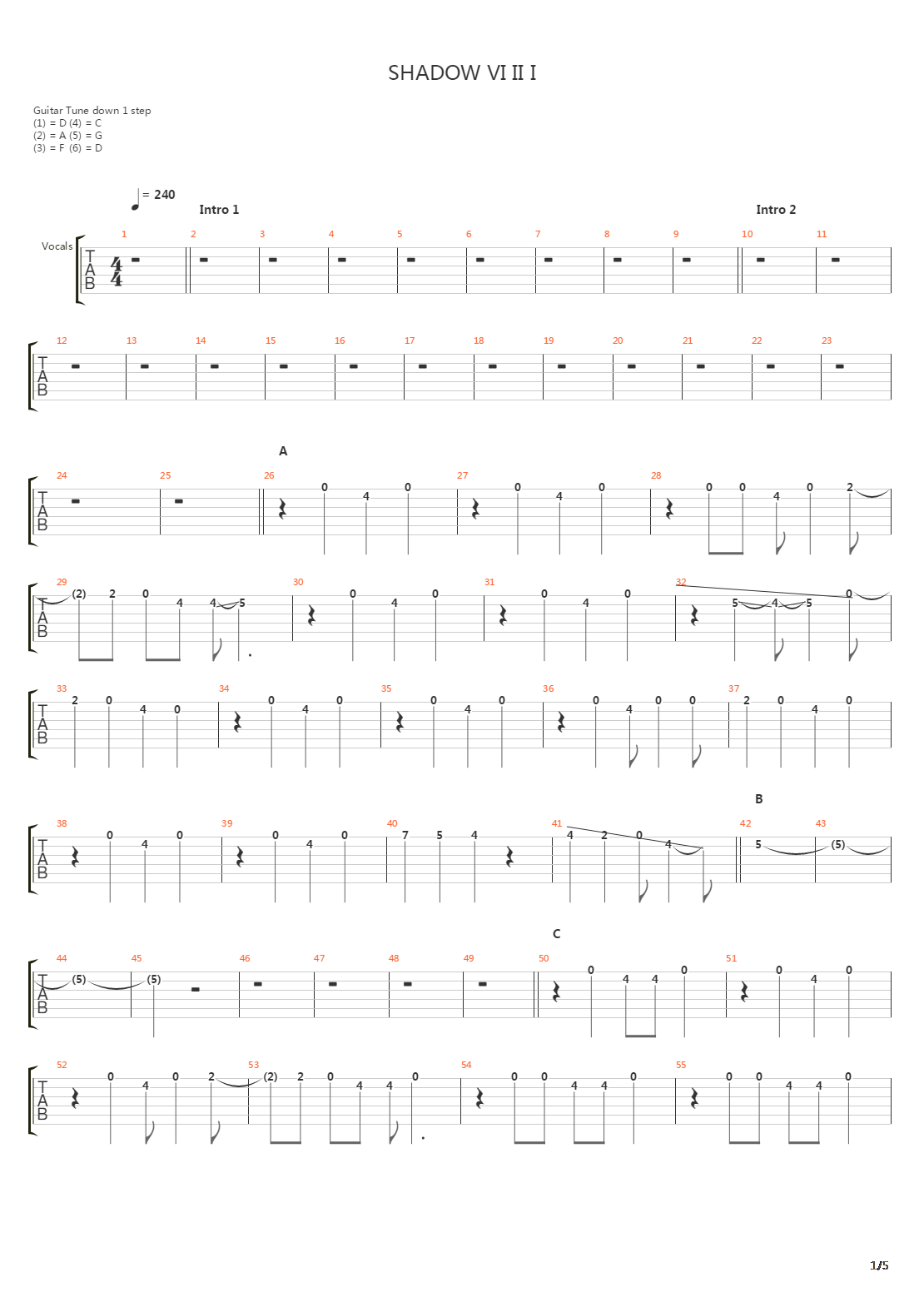 Shadow Vi Ii I吉他谱