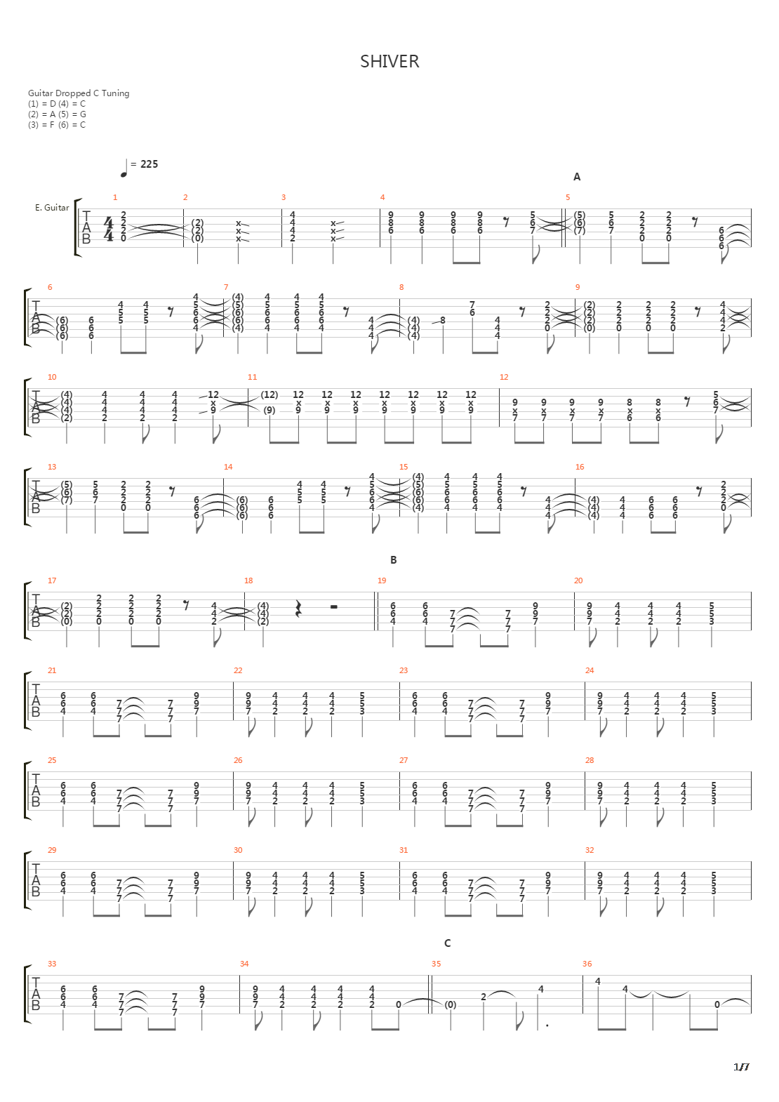 Shiver吉他谱