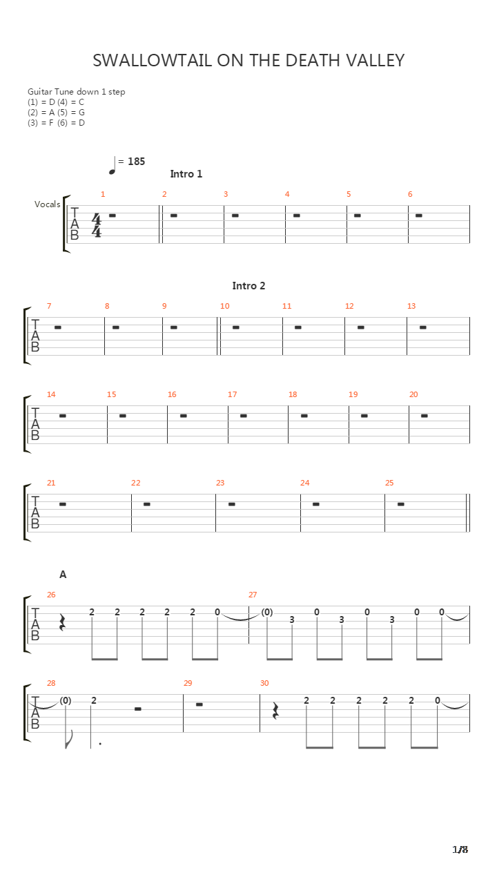 Swallowtail On The Death Valley吉他谱