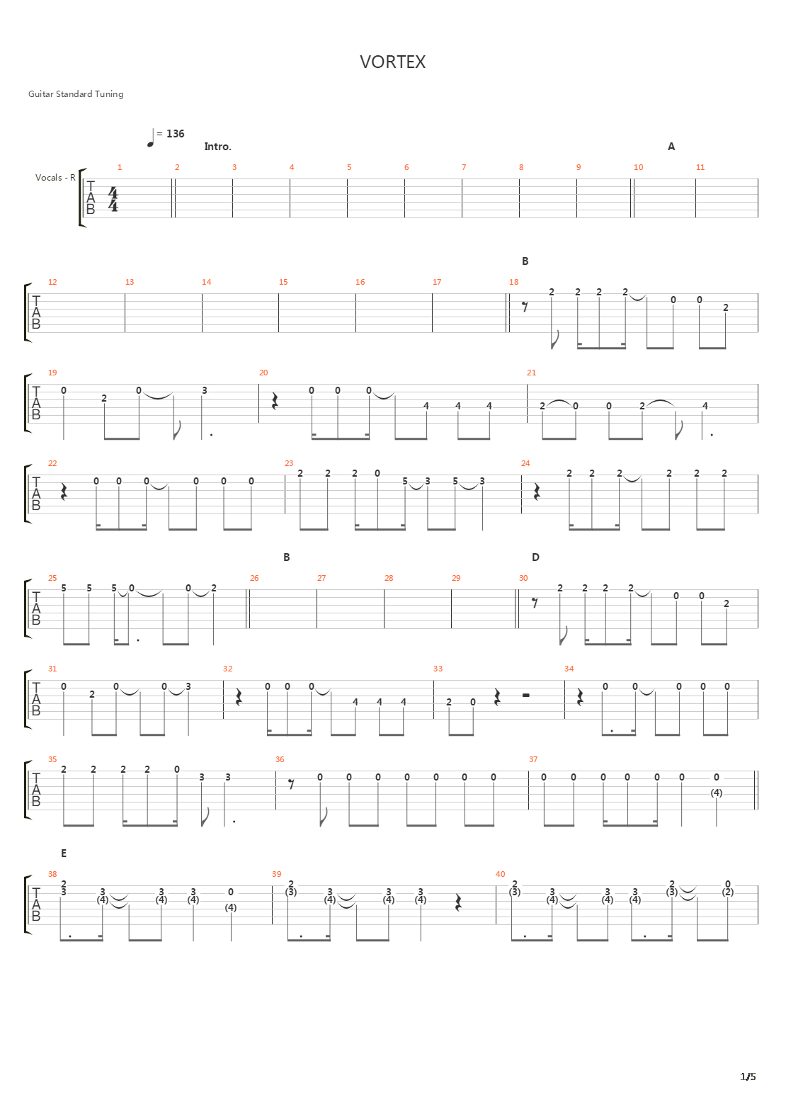 Vortex吉他谱