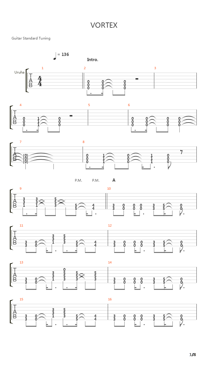 Vortex吉他谱