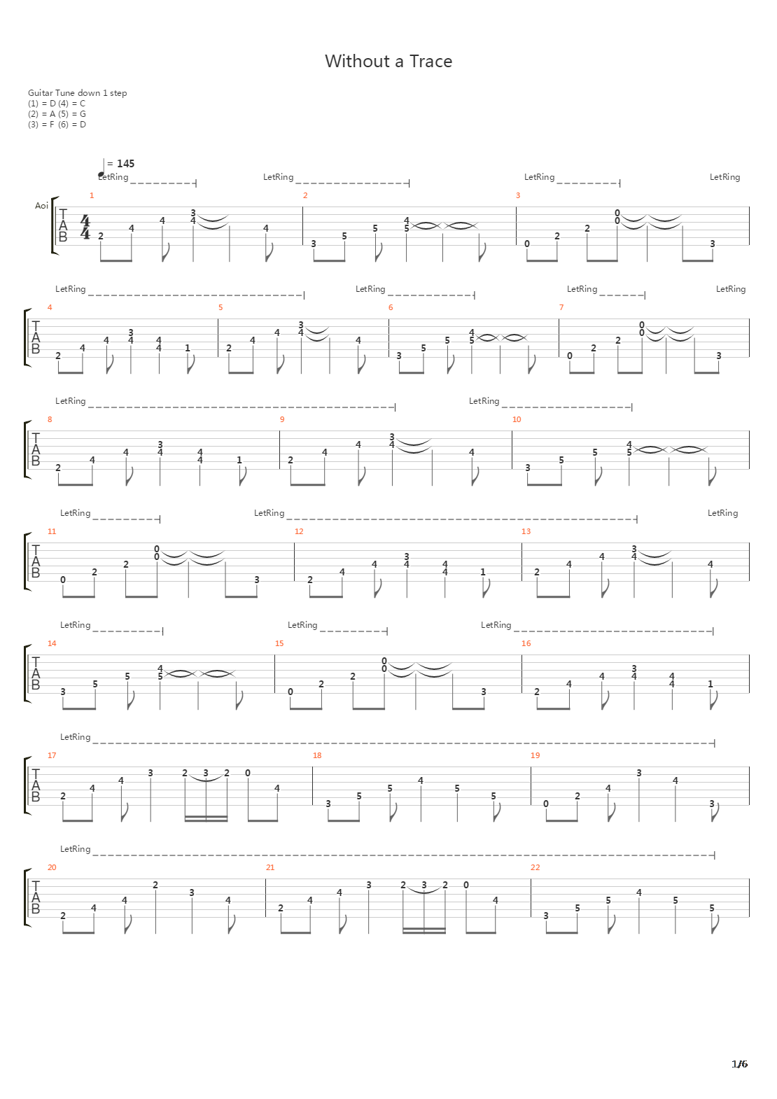 Without A Trace吉他谱
