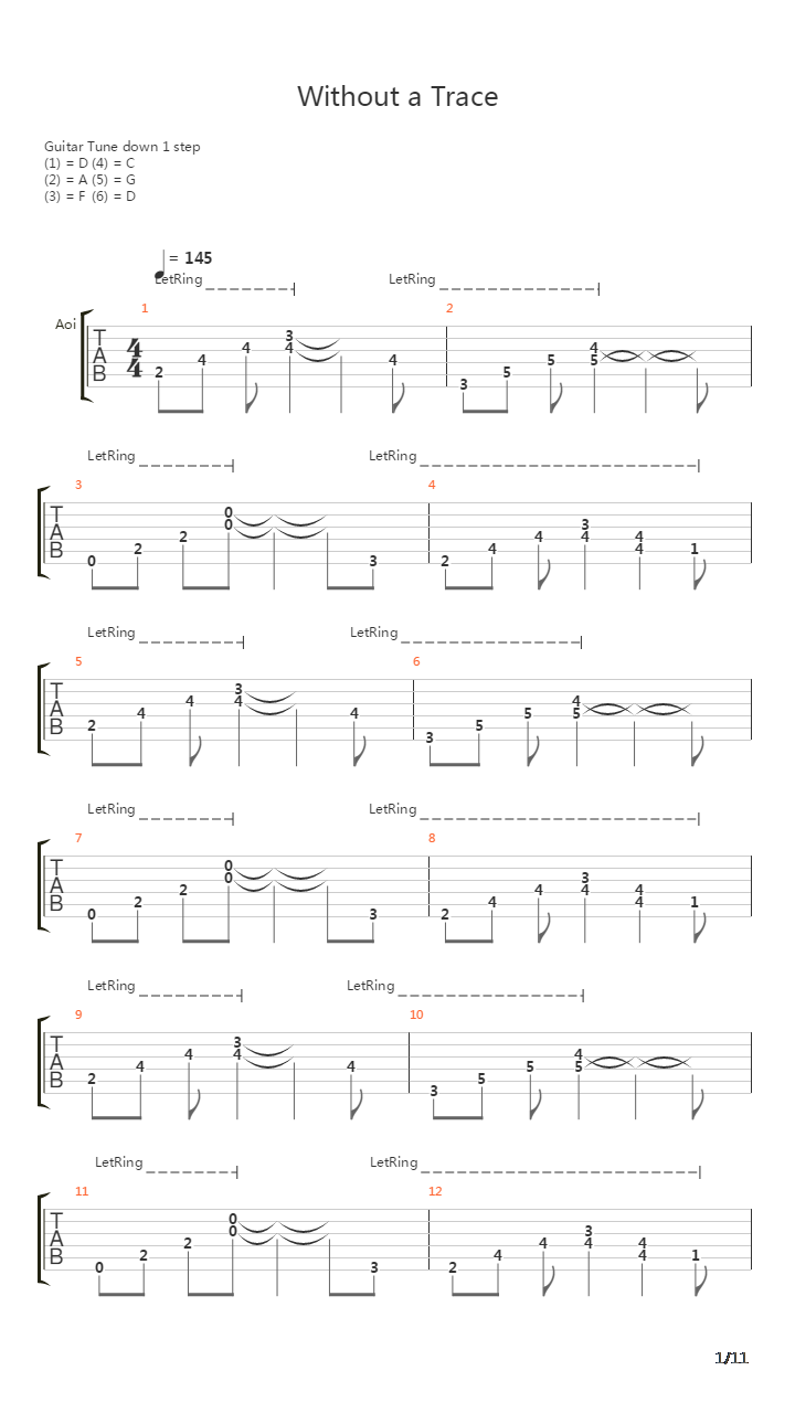 Without A Trace吉他谱