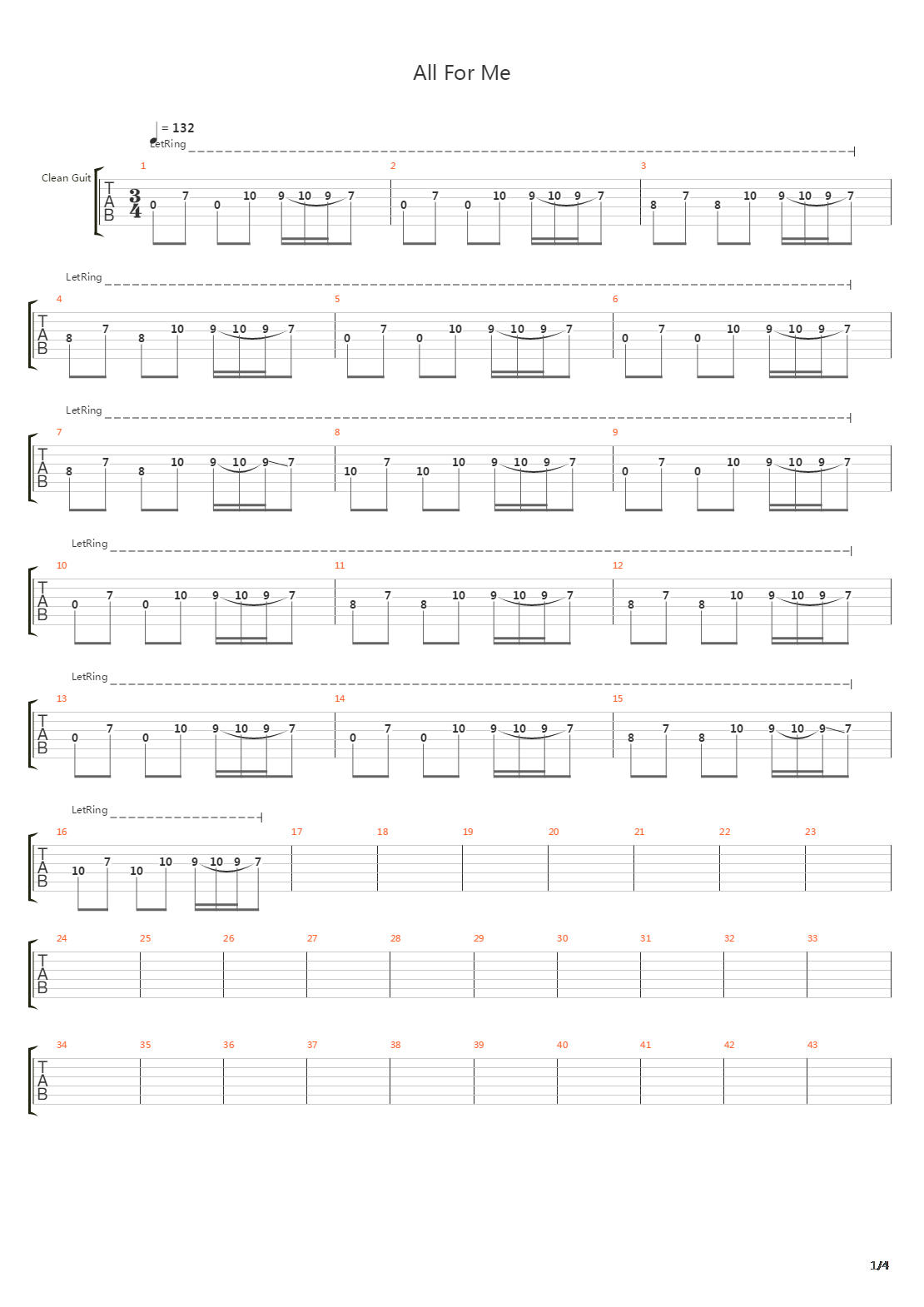 All For Me吉他谱