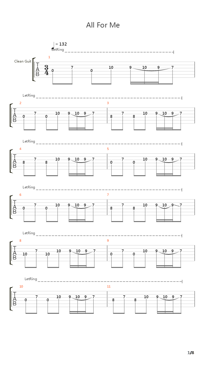 All For Me吉他谱