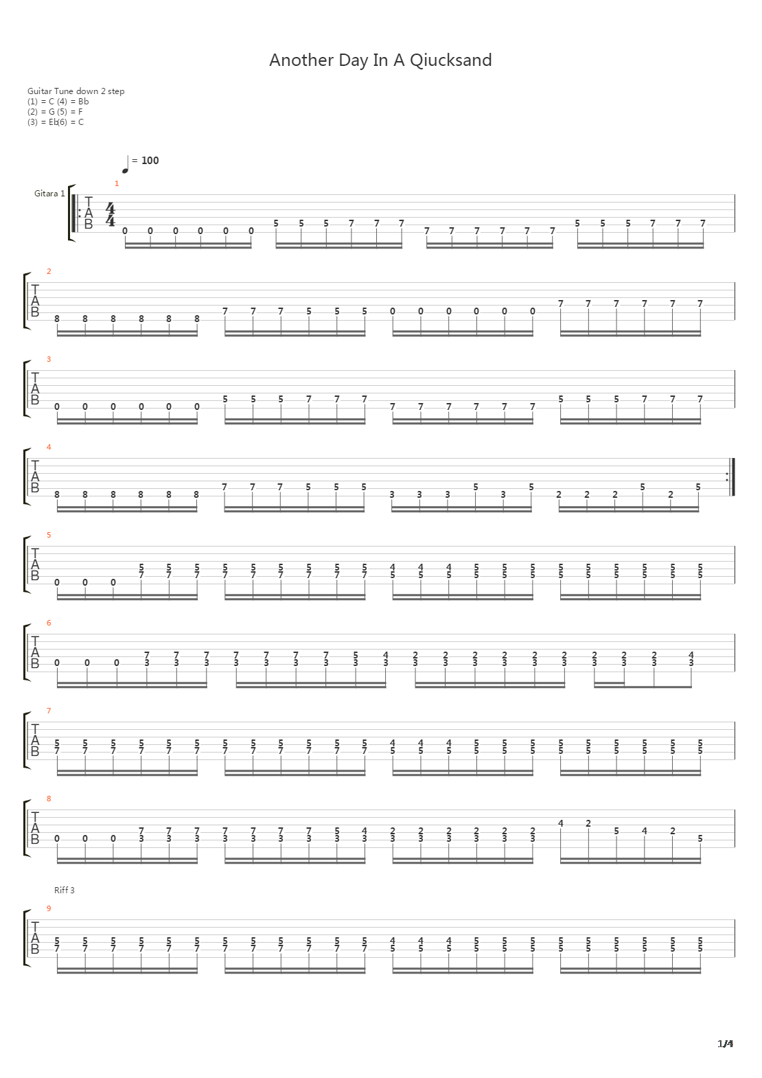 Another Day In Quicksand吉他谱
