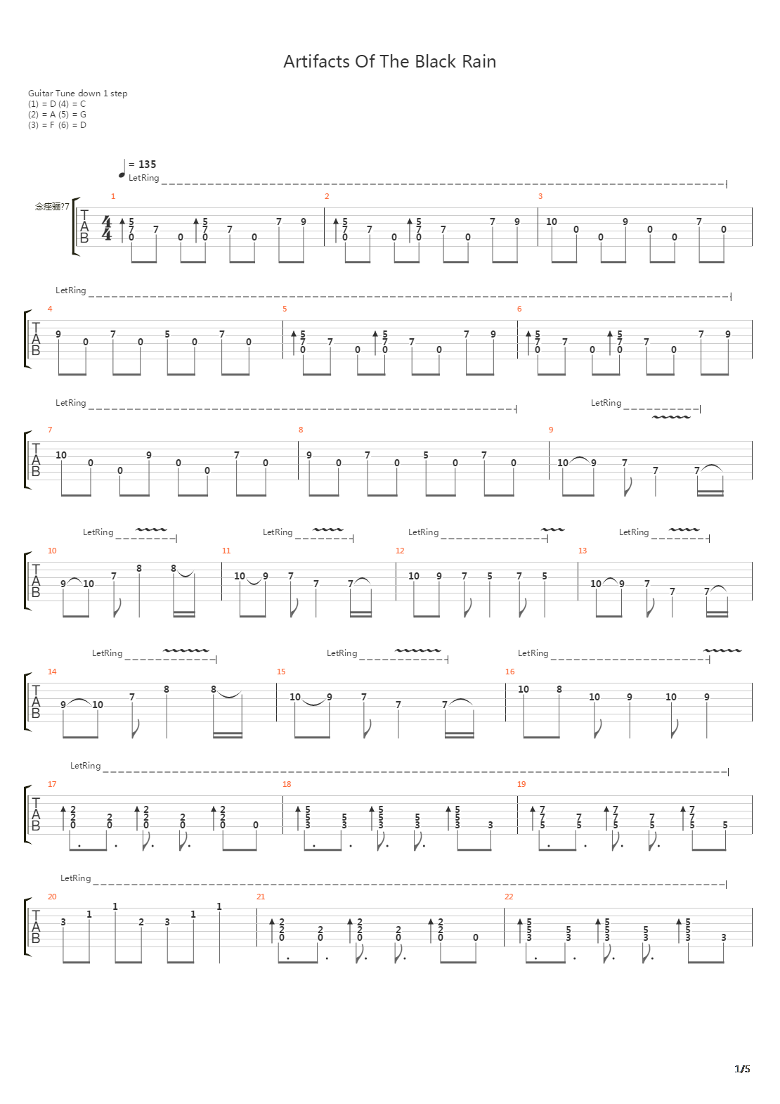 Artifacts Of The Black Rain吉他谱