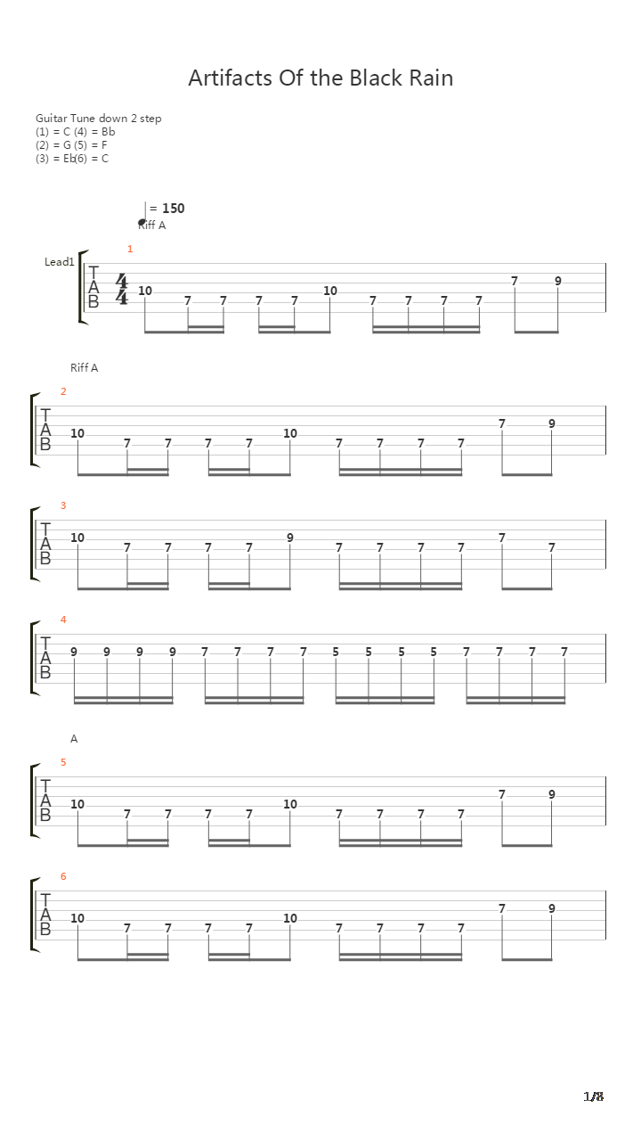 Artifacts Of The Black Rain吉他谱
