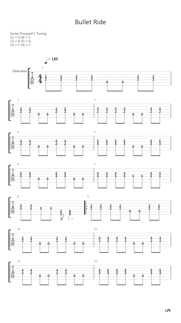 Bullet Ride吉他谱