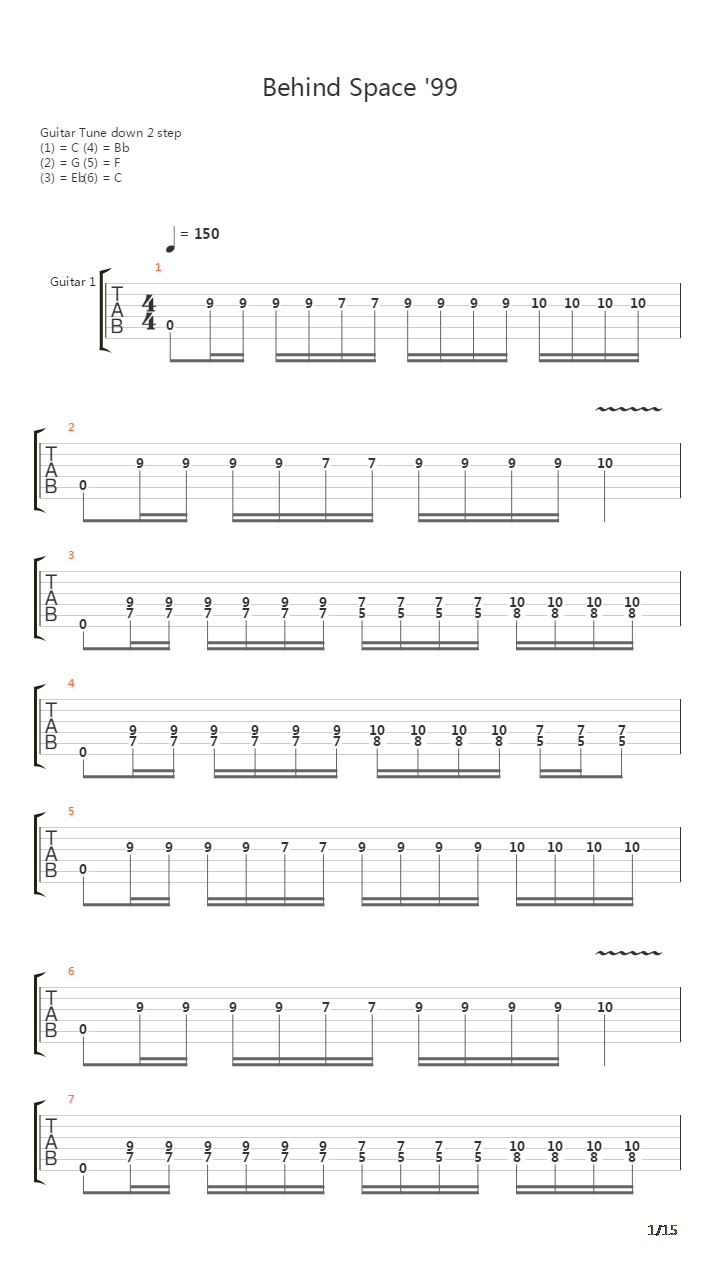 Behind Space 99吉他谱