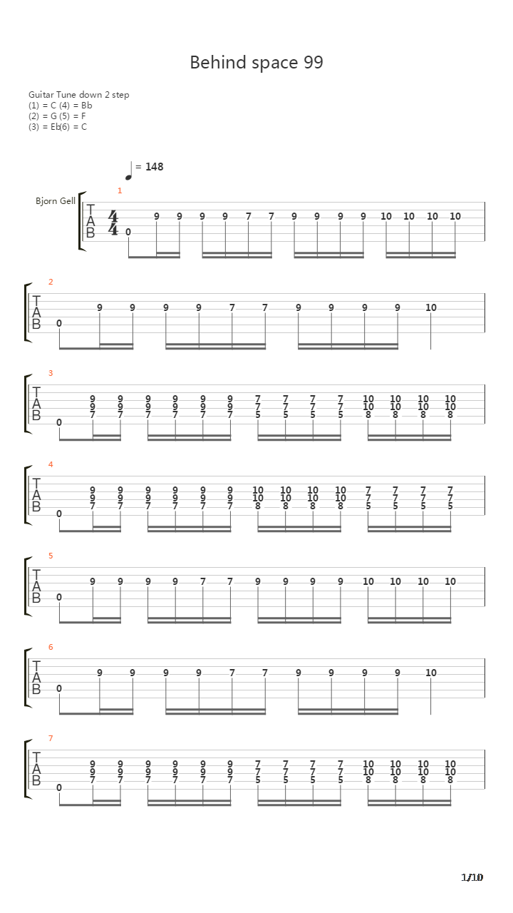 Behind Space 99吉他谱