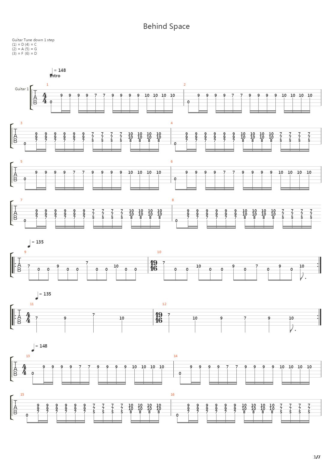 Behind Space吉他谱