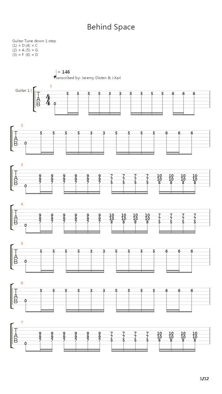 Behind Space吉他谱