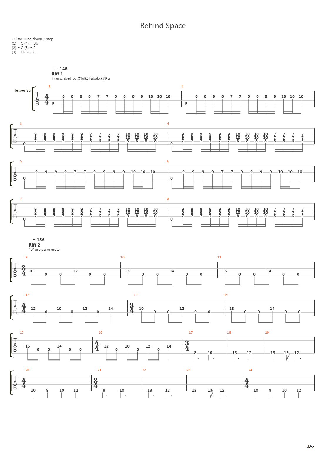Behind Space吉他谱