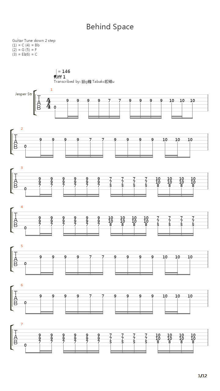 Behind Space吉他谱