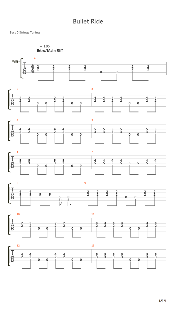 Bullet Ride吉他谱