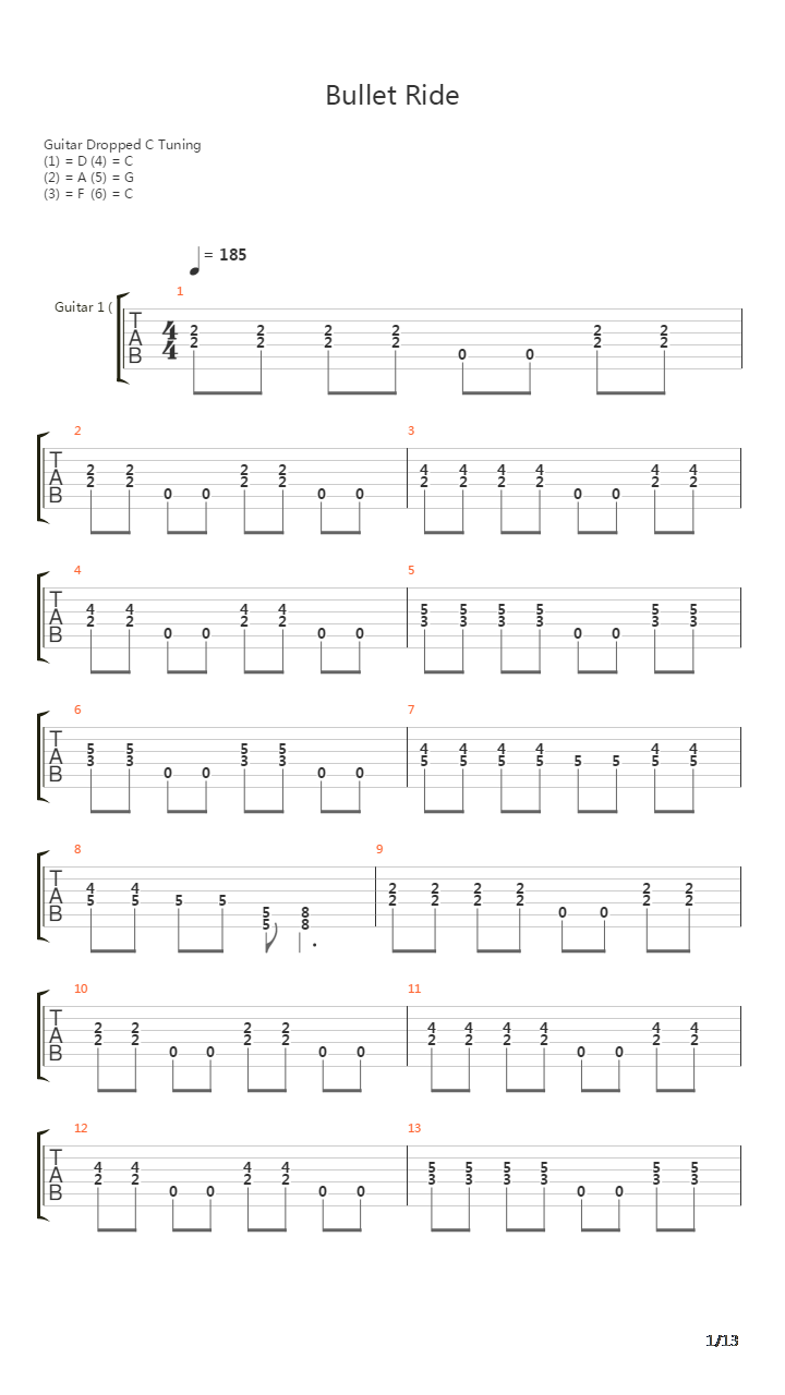 Bullet Ride吉他谱