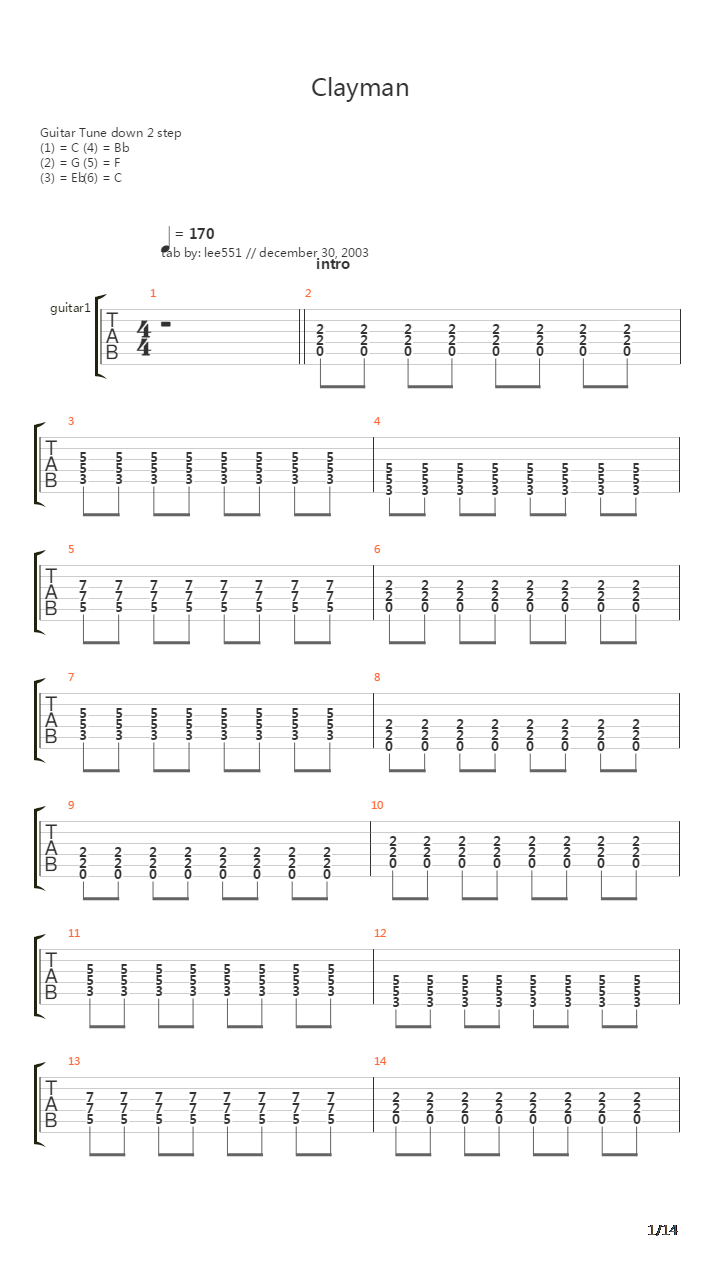 Clayman吉他谱