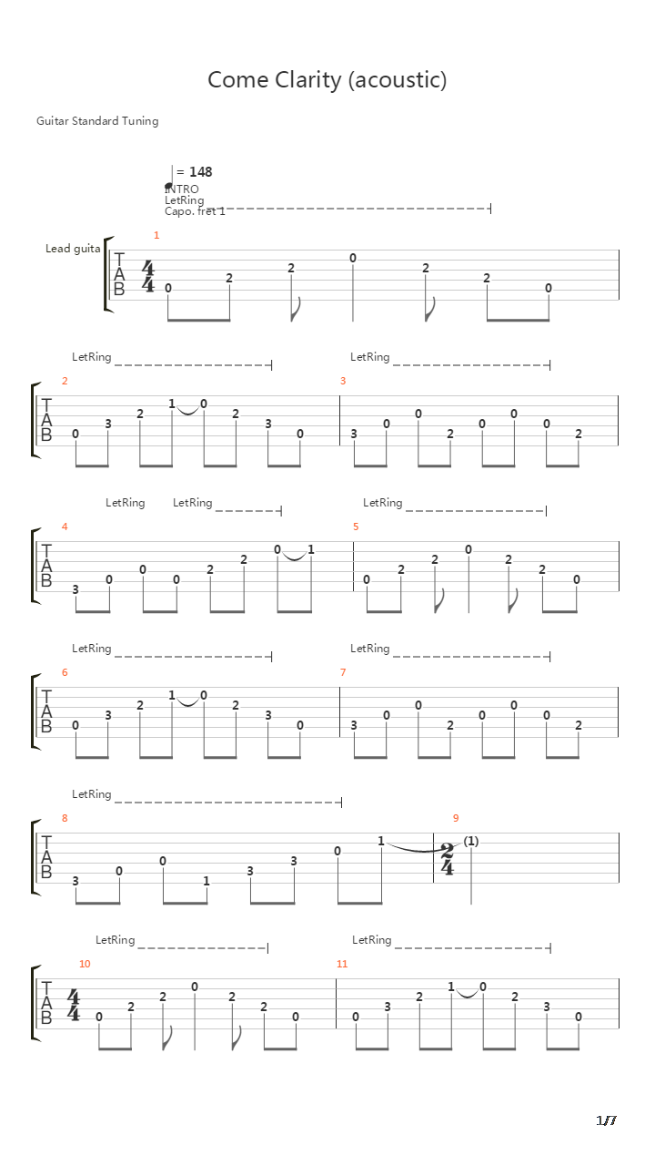 Come Clarity吉他谱