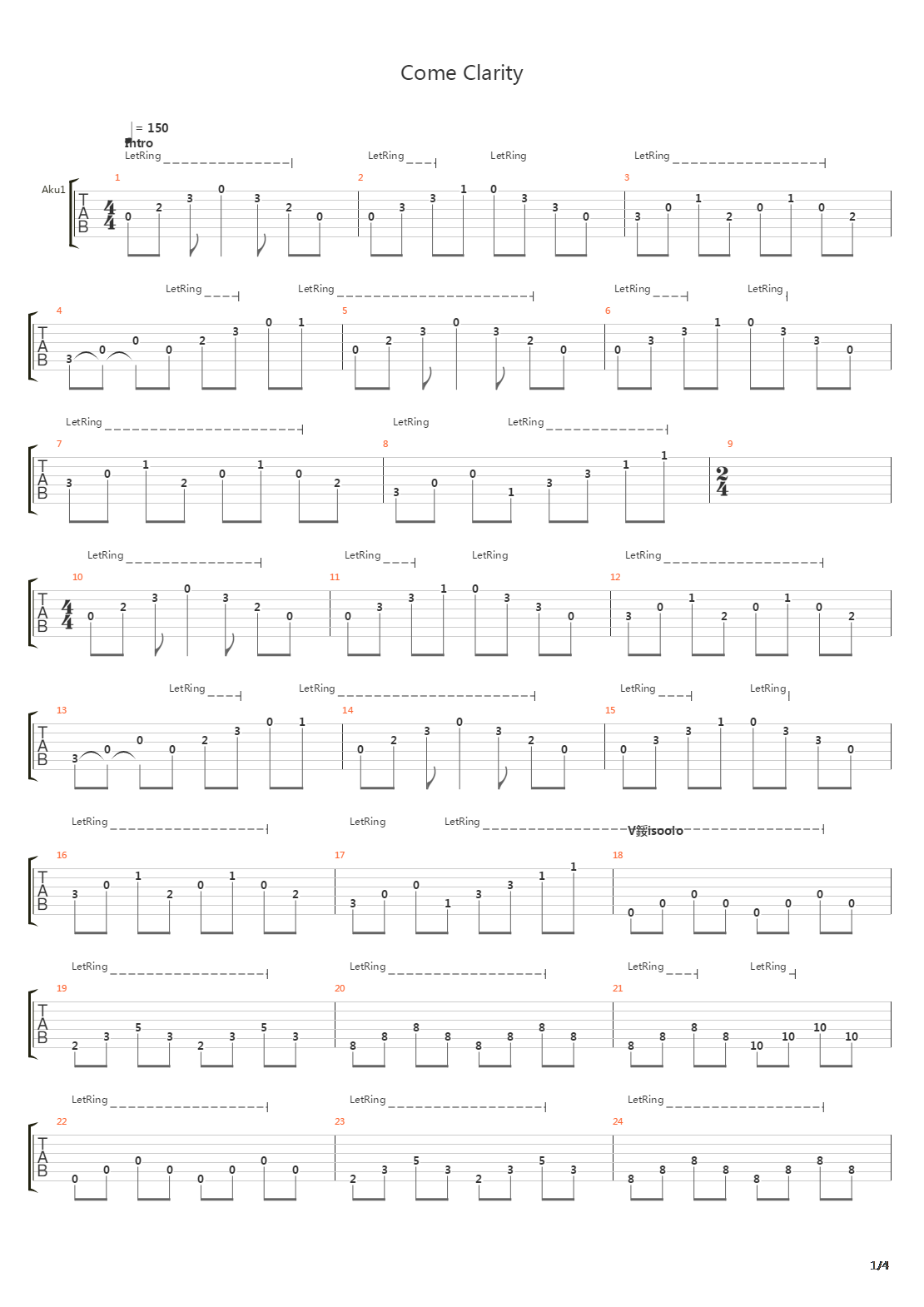 Come Clarity吉他谱