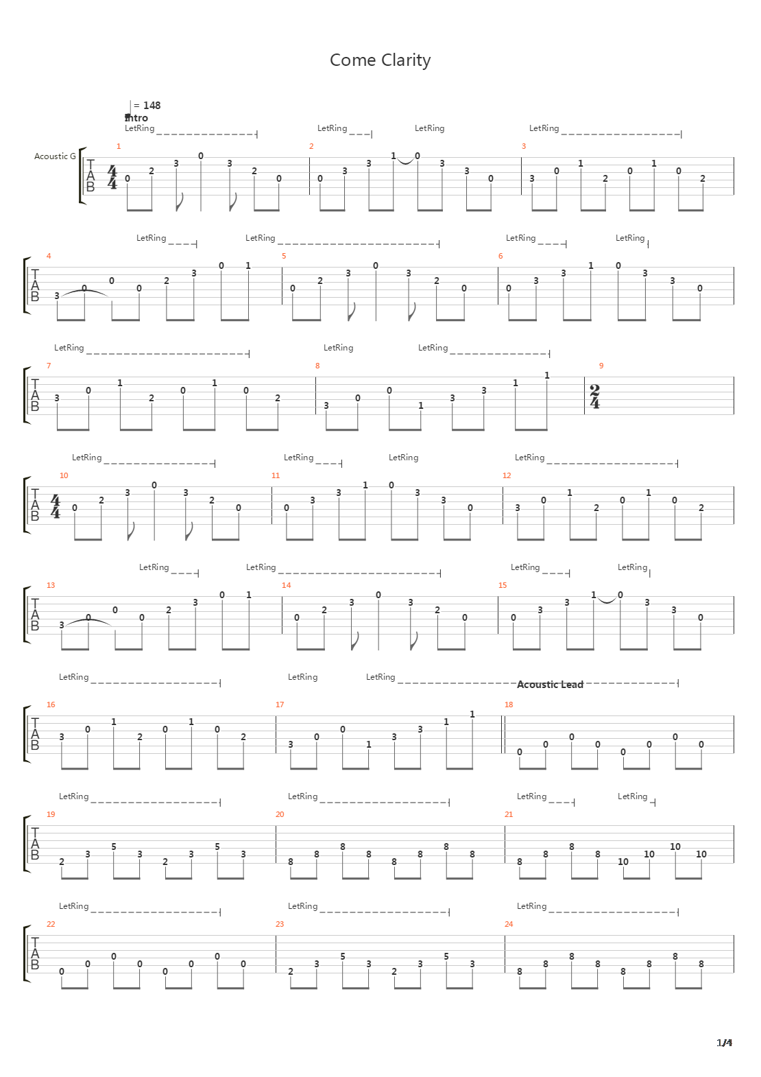 Come Clarity吉他谱