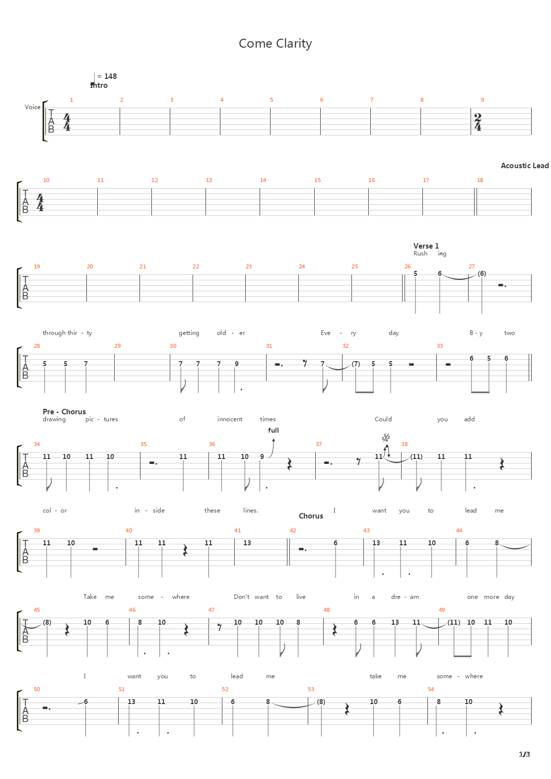 Come Clarity吉他谱