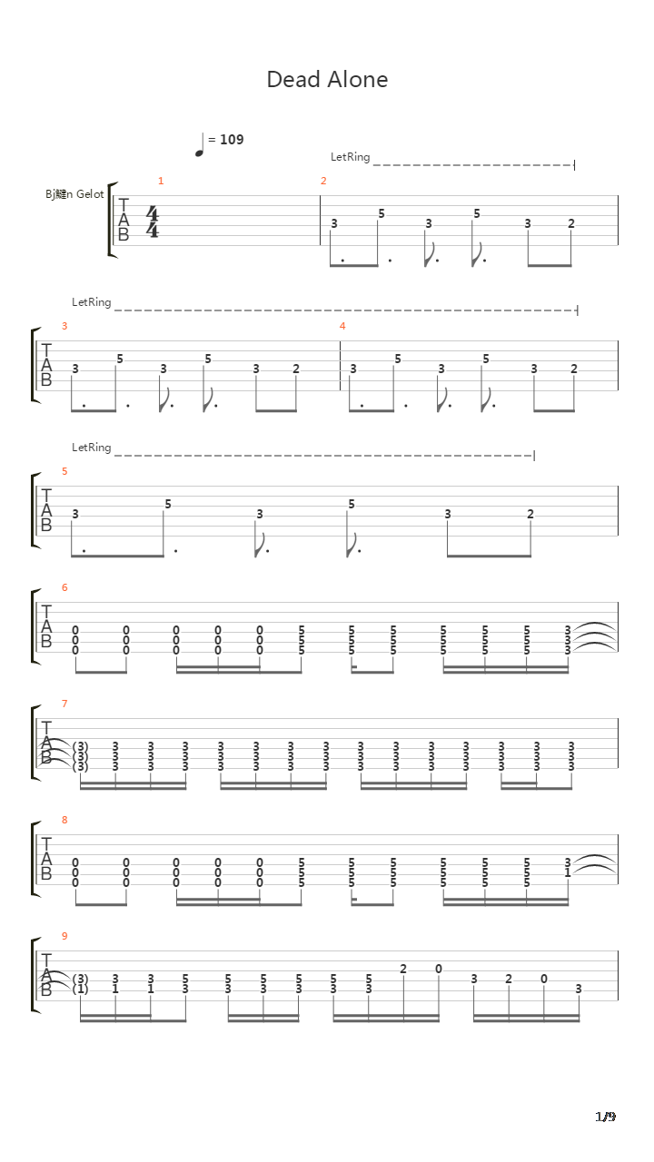 Dead Alone吉他谱