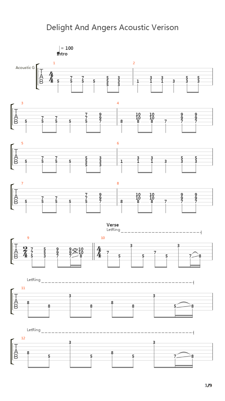 Delight And Angers吉他谱
