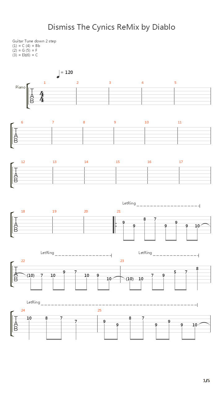 Dismiss The Cynics Remix吉他谱