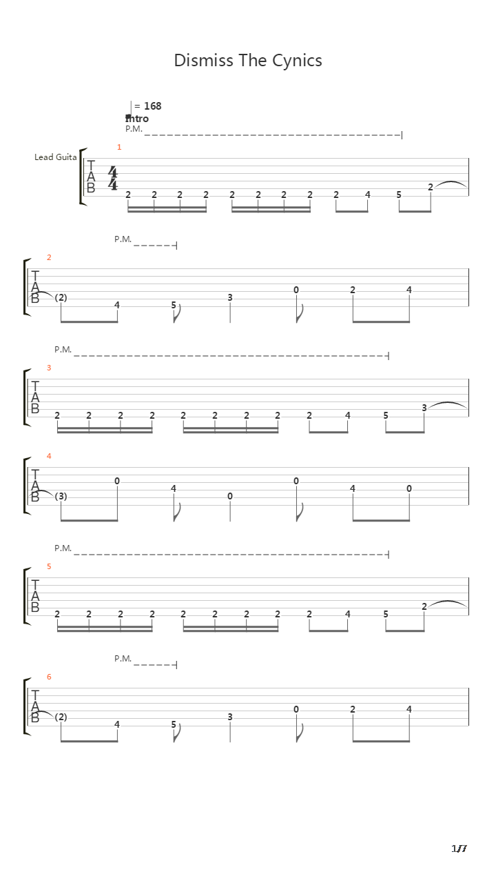 Dismiss The Cynics吉他谱