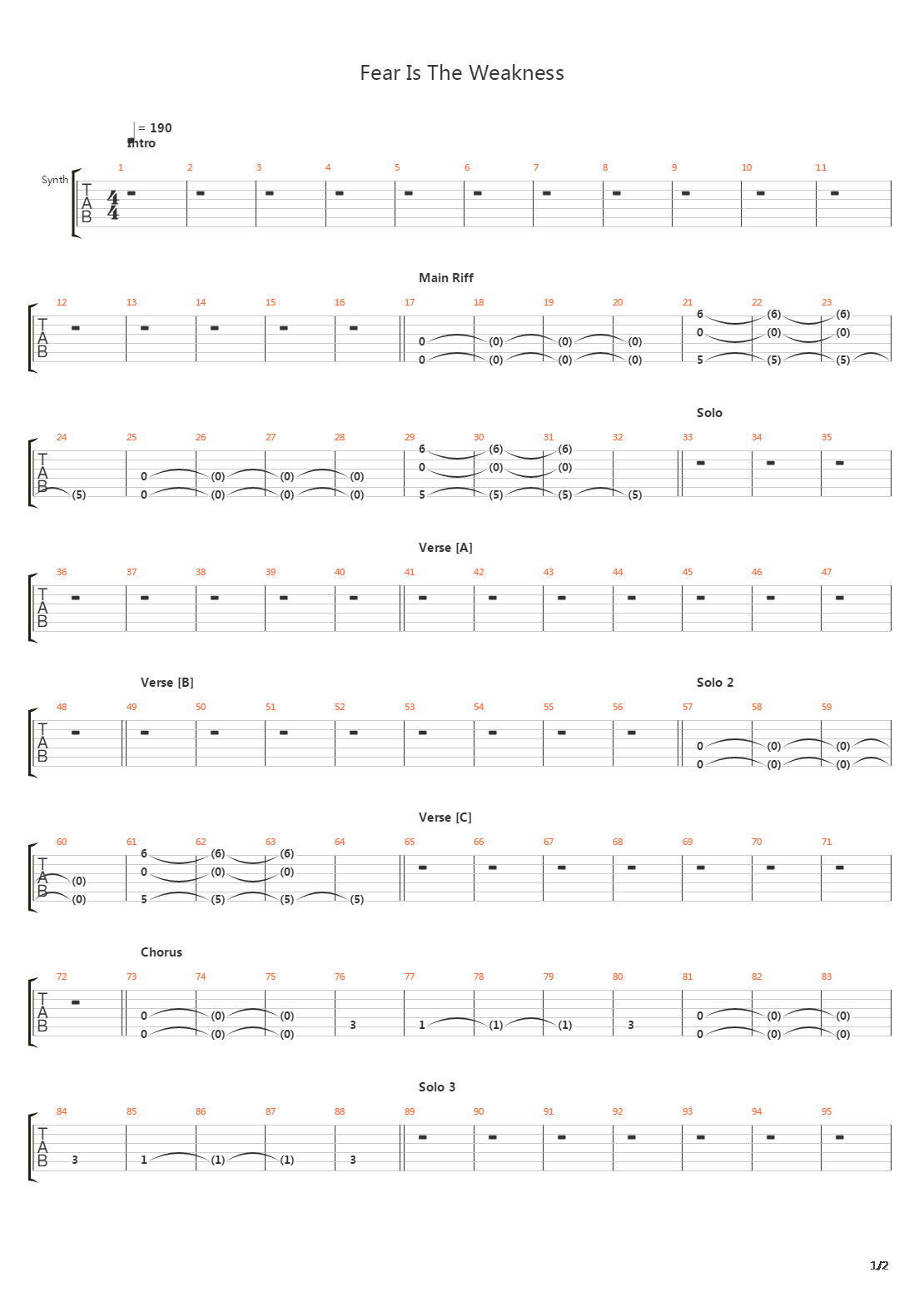 Fear Is The Weakness吉他谱
