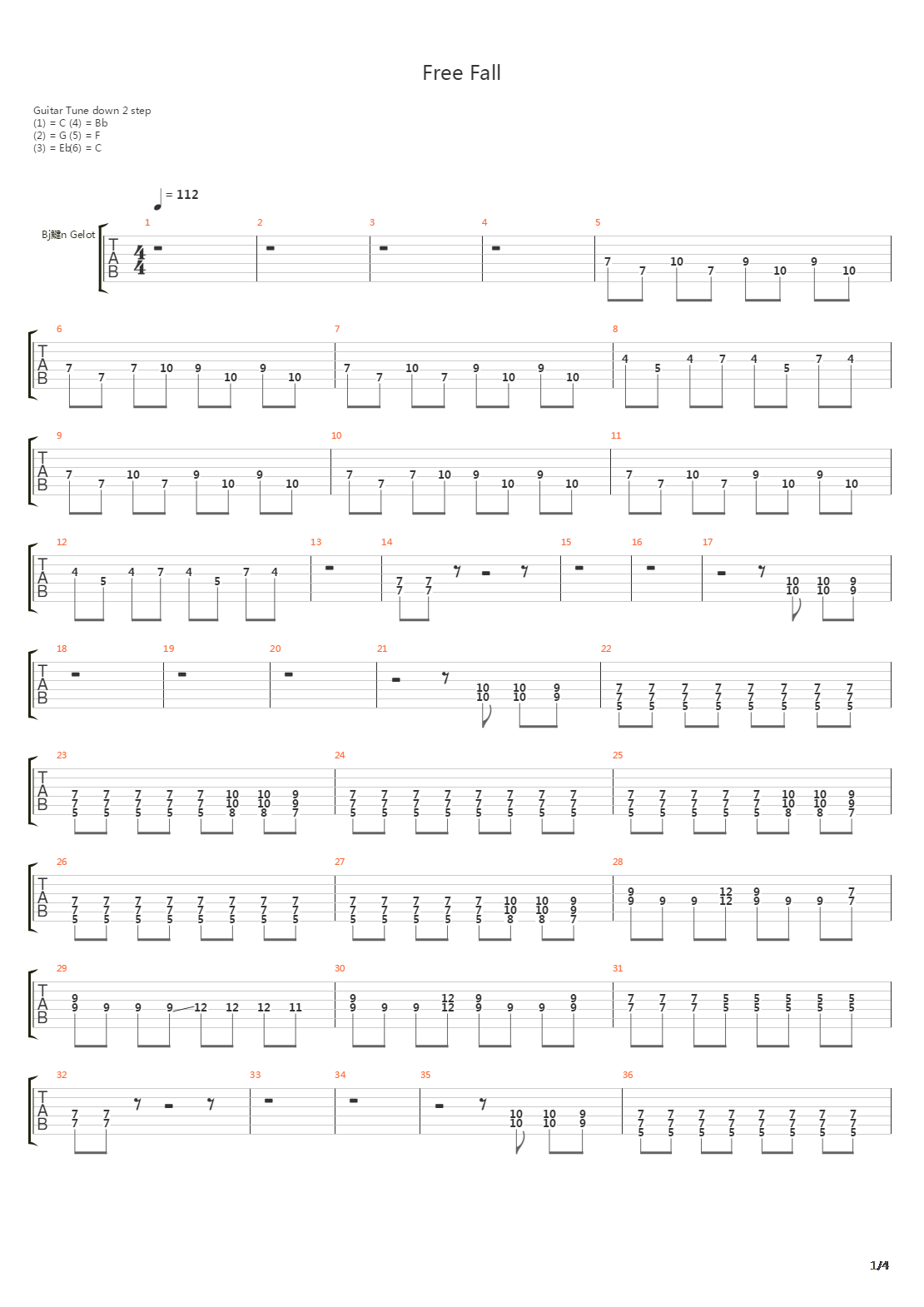 Free Fall吉他谱