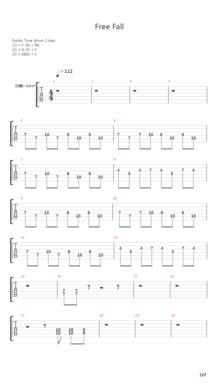 Free Fall吉他谱