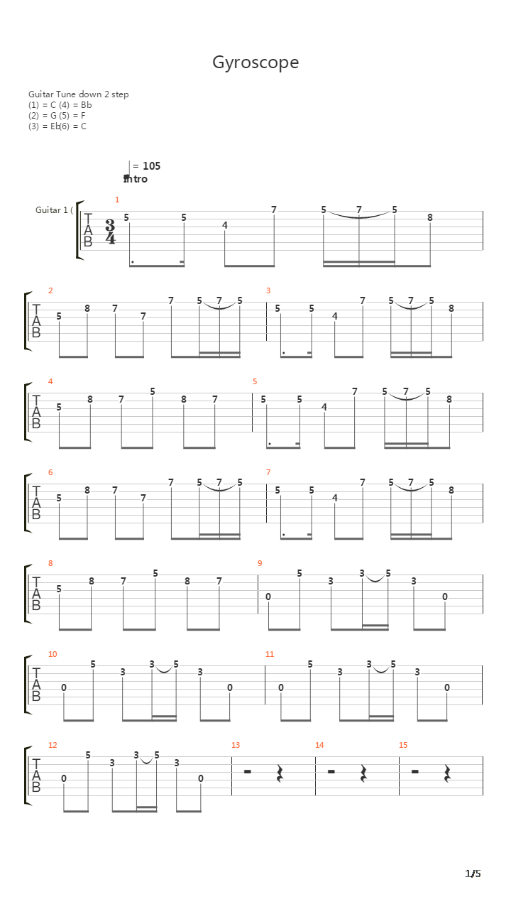 Gyroscope吉他谱