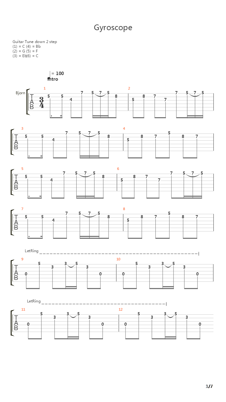 Gyroscope吉他谱