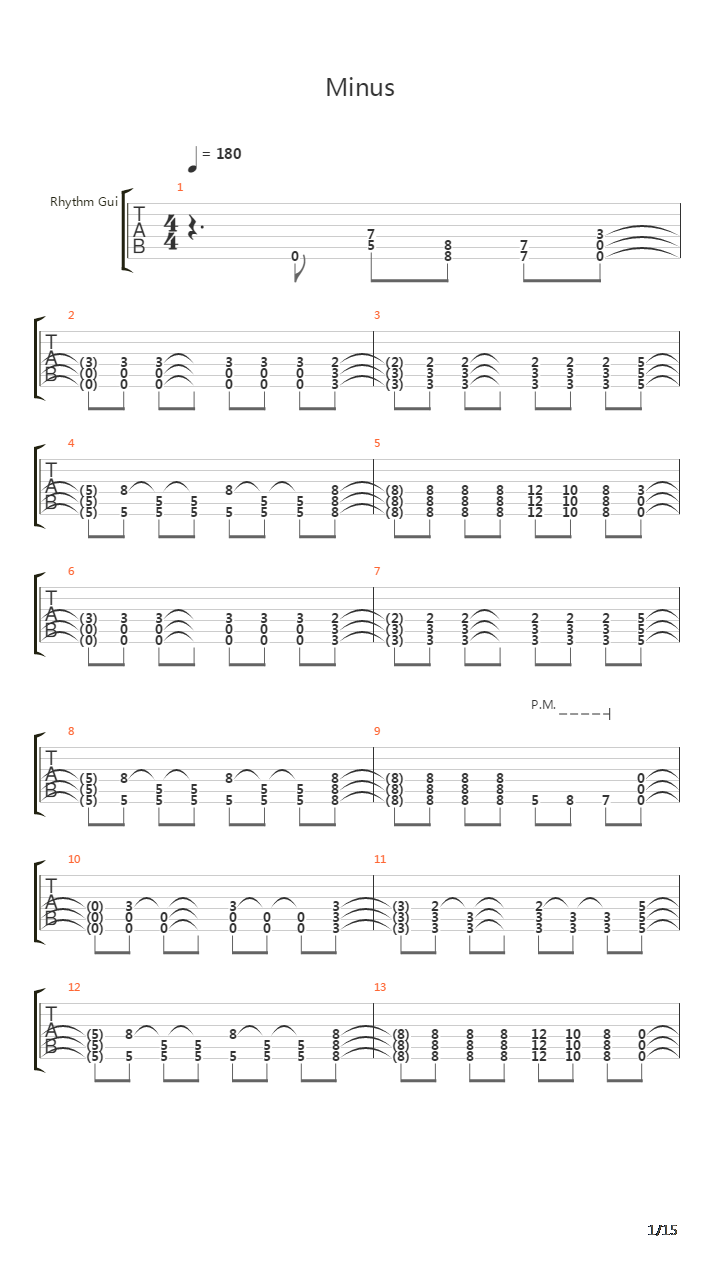 Minus吉他谱