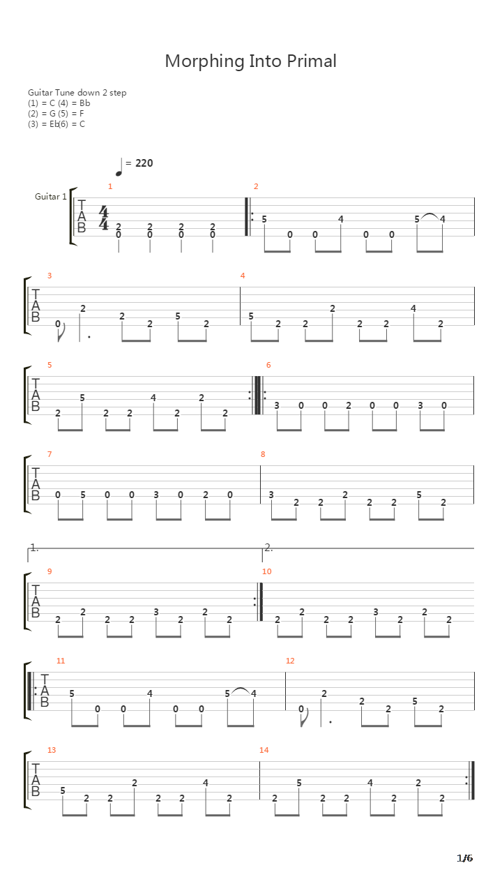 Morphing Into Primal吉他谱