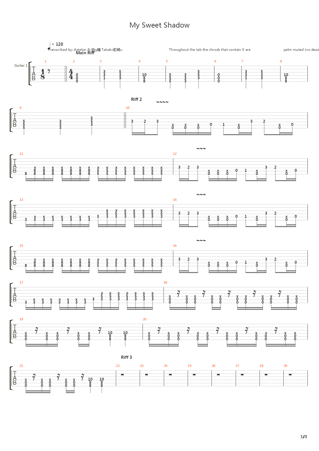 My Sweet Shadow吉他谱