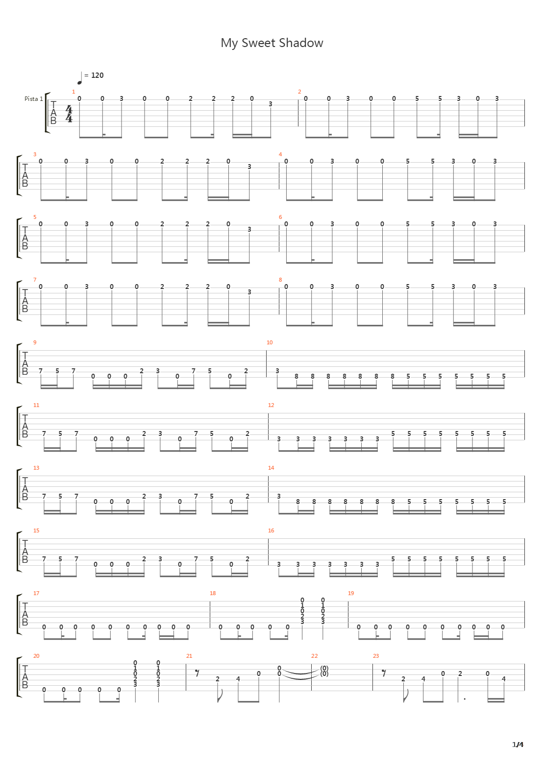 My Sweet Shadow吉他谱