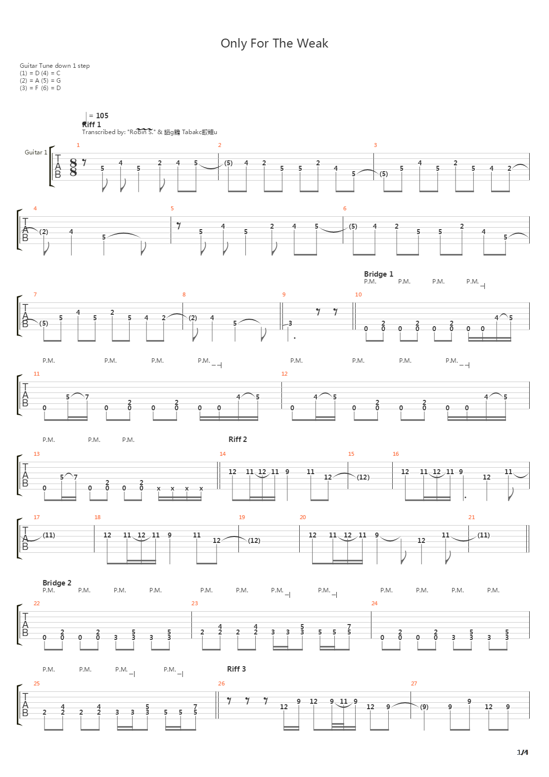 Only For The Weak吉他谱