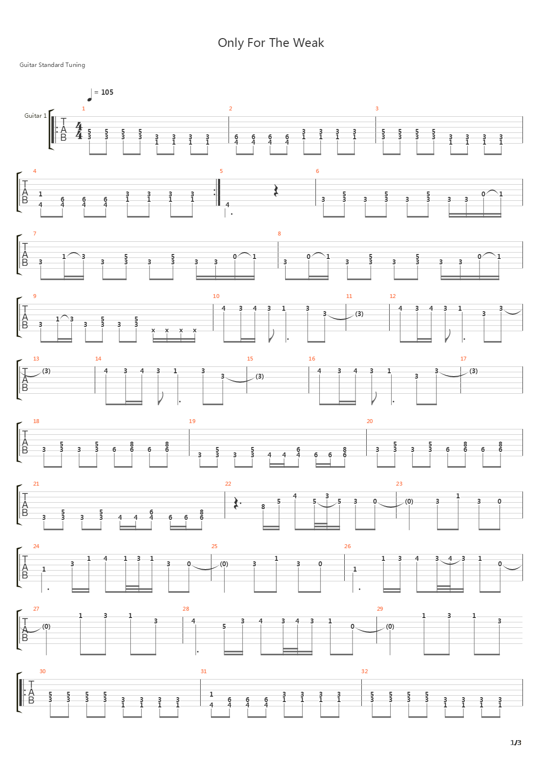 Only For The Weak吉他谱