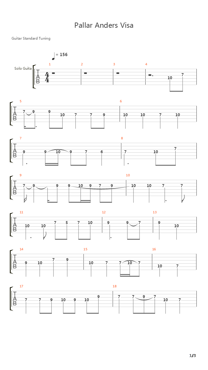 Pallar Anders Visa吉他谱