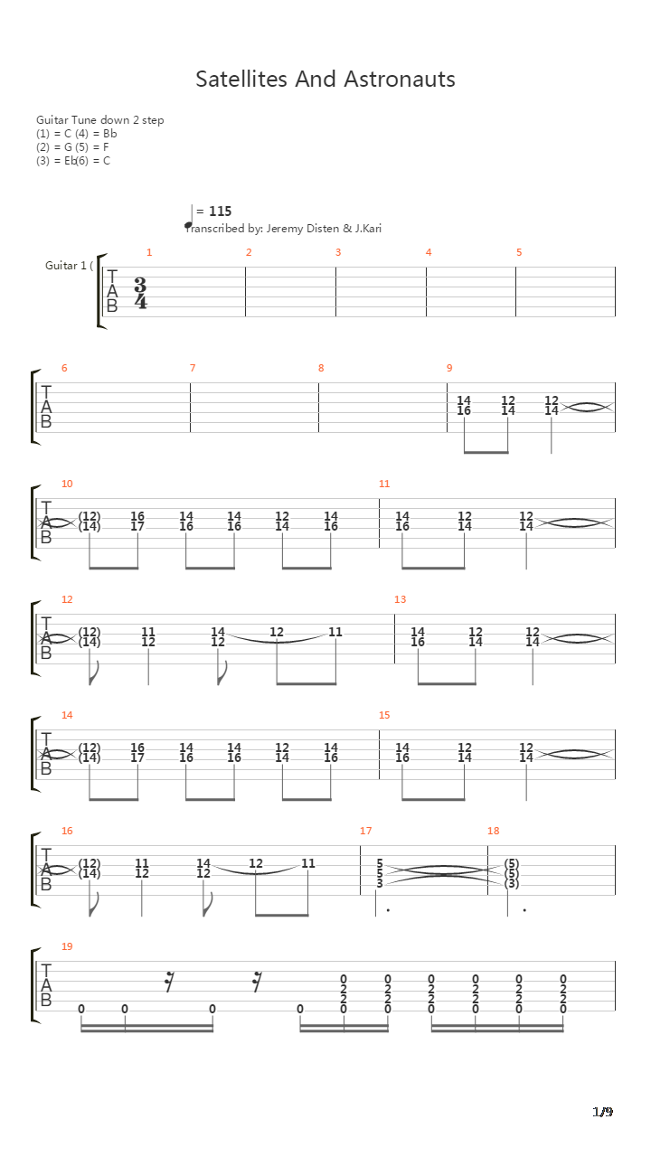 Satellites And Astronauts吉他谱