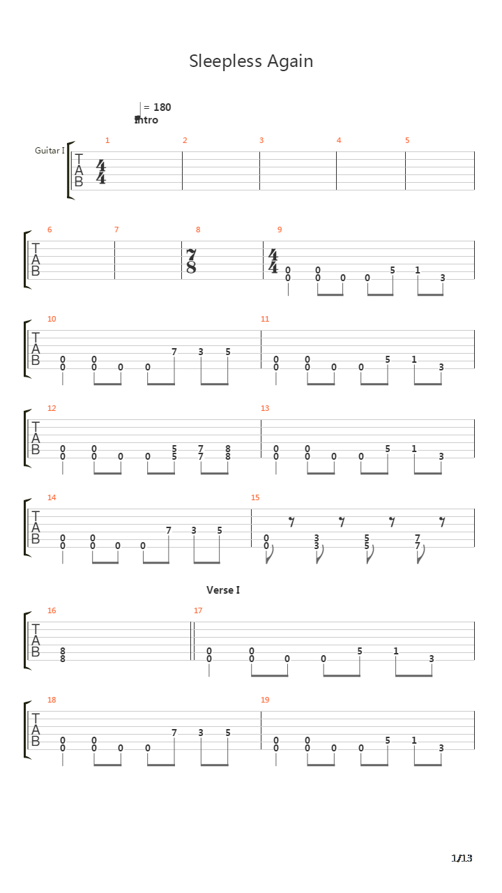 Sleepless Again吉他谱