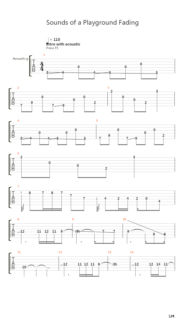 Sounds Of A Playground Fading吉他谱